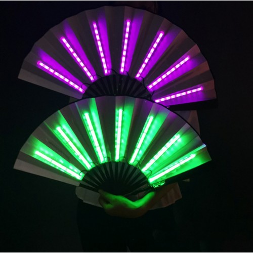 LED light flashing fan Bungee equipment Color luminous folding fan Nightclub Bar Party Performance Props Symphony Fan